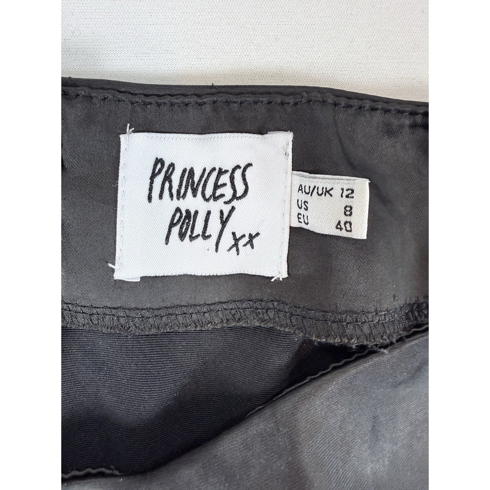 Princess Polly Black Satin Mini Skirt Women's US 8 Y2K Little Black Skirt GNO - Picture 4 of 9